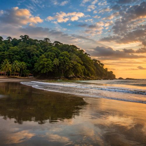 Tropical beach and rainforest near Jacó, Costa Rica